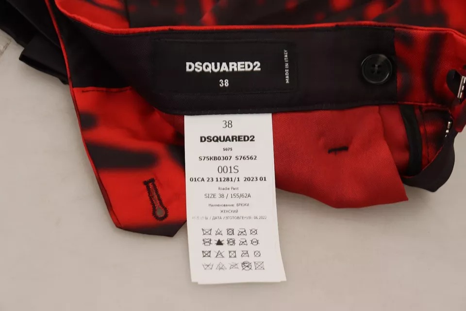 Dsquared2 Red Printed High Waist Straight Pants