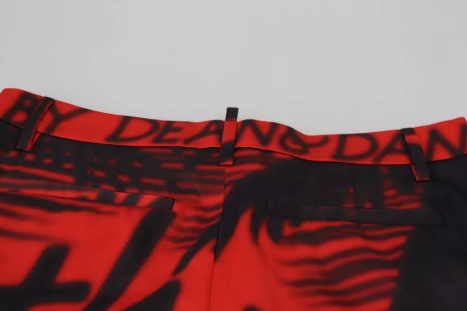 Dsquared2 Red Printed High Waist Straight Pants