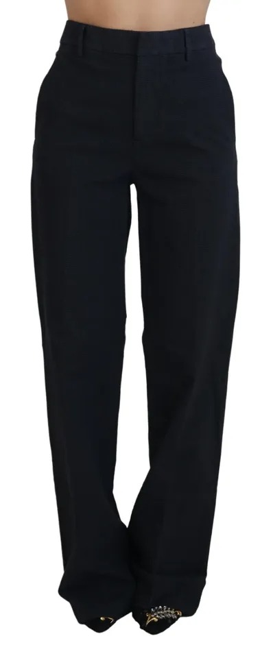 Dsquared2 Black Checkered High Waist Straight Pants