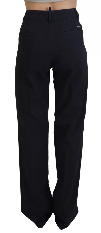 Dsquared2 Black Checkered High Waist Straight Pants