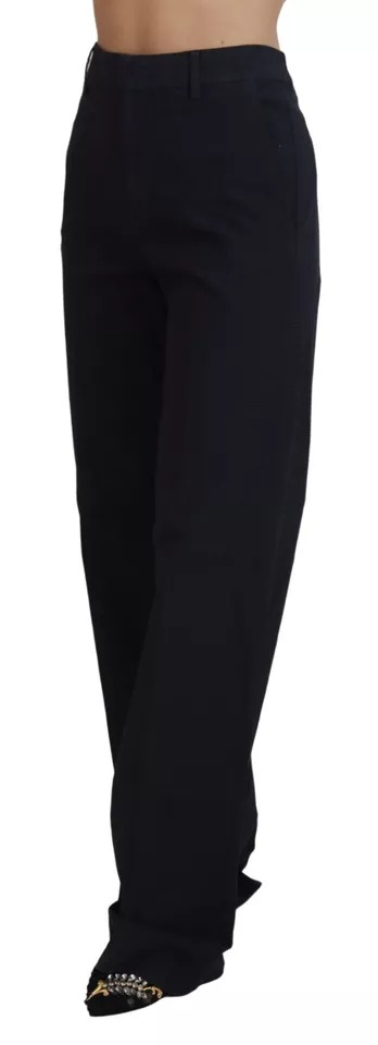 Dsquared2 Black Checkered High Waist Straight Pants
