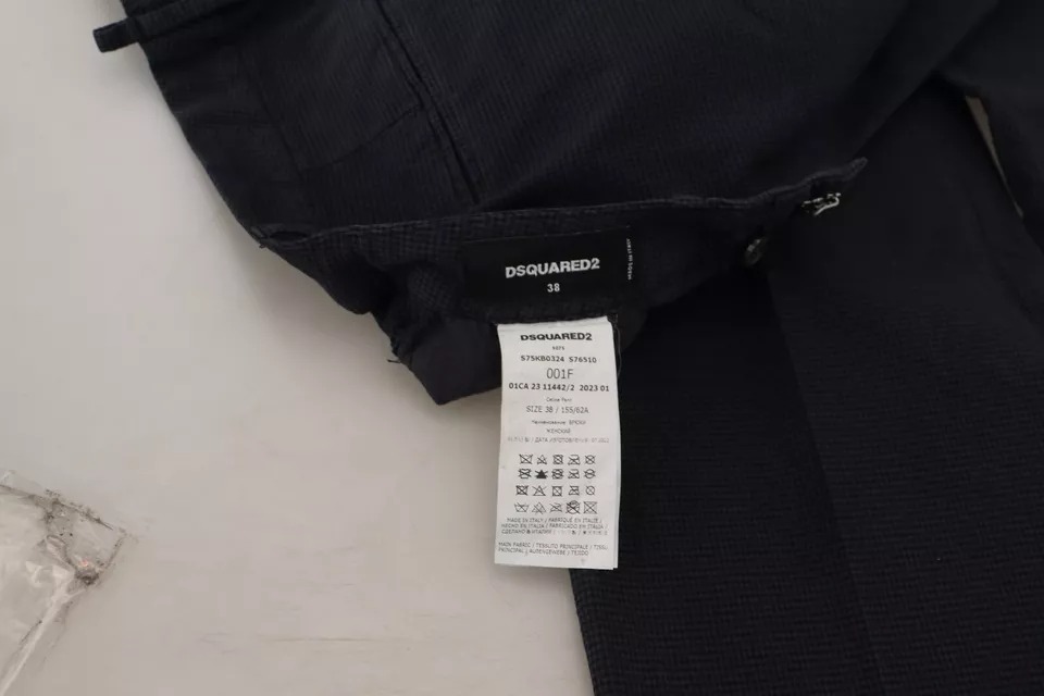 Dsquared2 Black Checkered High Waist Straight Pants
