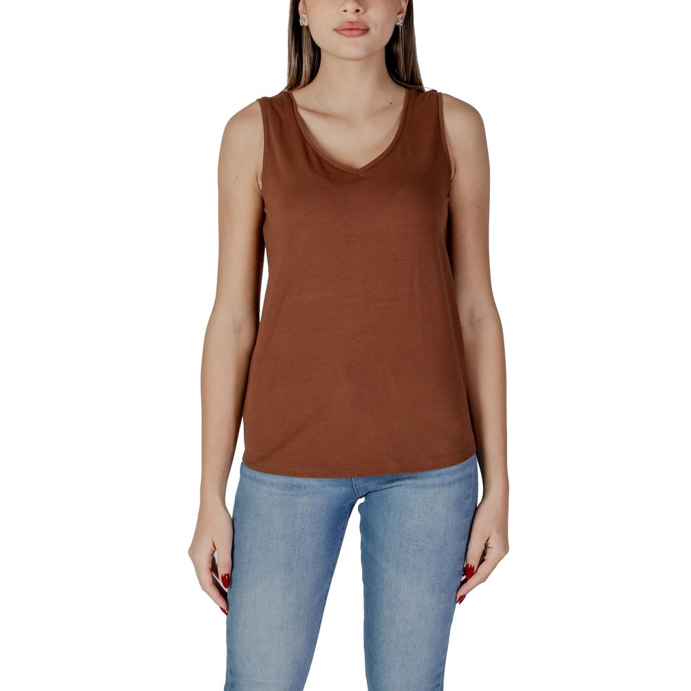 b.young Brown Cotton Tank Top