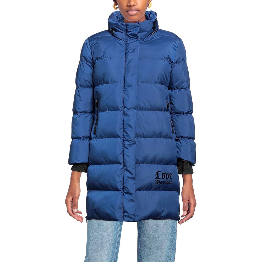 LOVE MOSCHINO Chic Long Down Jacket with Logo Detail