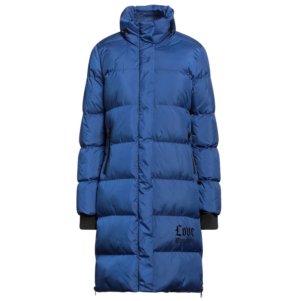 LOVE MOSCHINO Chic Long Down Jacket with Logo Detail