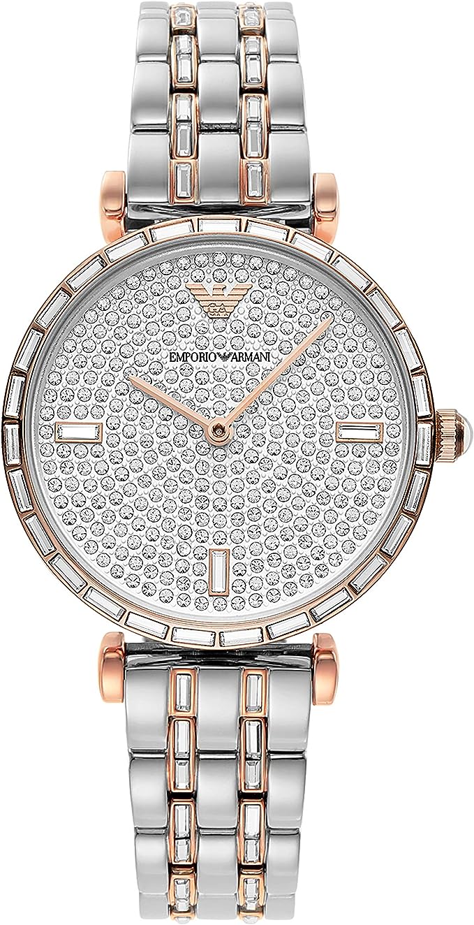 Armani Emporio Elegant Two-Tone Crystal Pave Watch