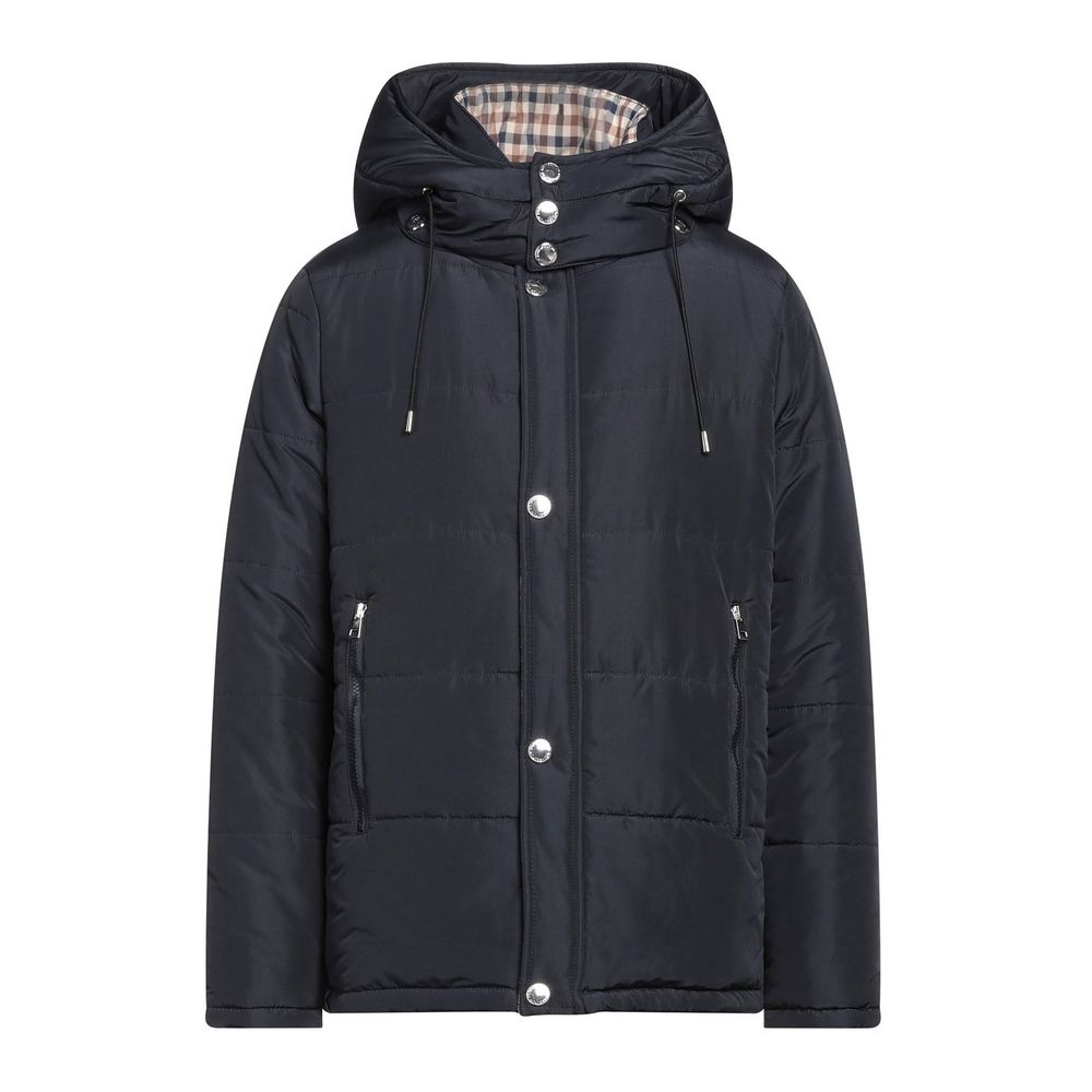 Aquascutum Elegant Blue Aquascutum Jacket with Removable Hood