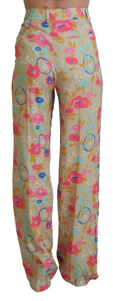 Dsquared2 Beige Floral High Waist Straight Pants