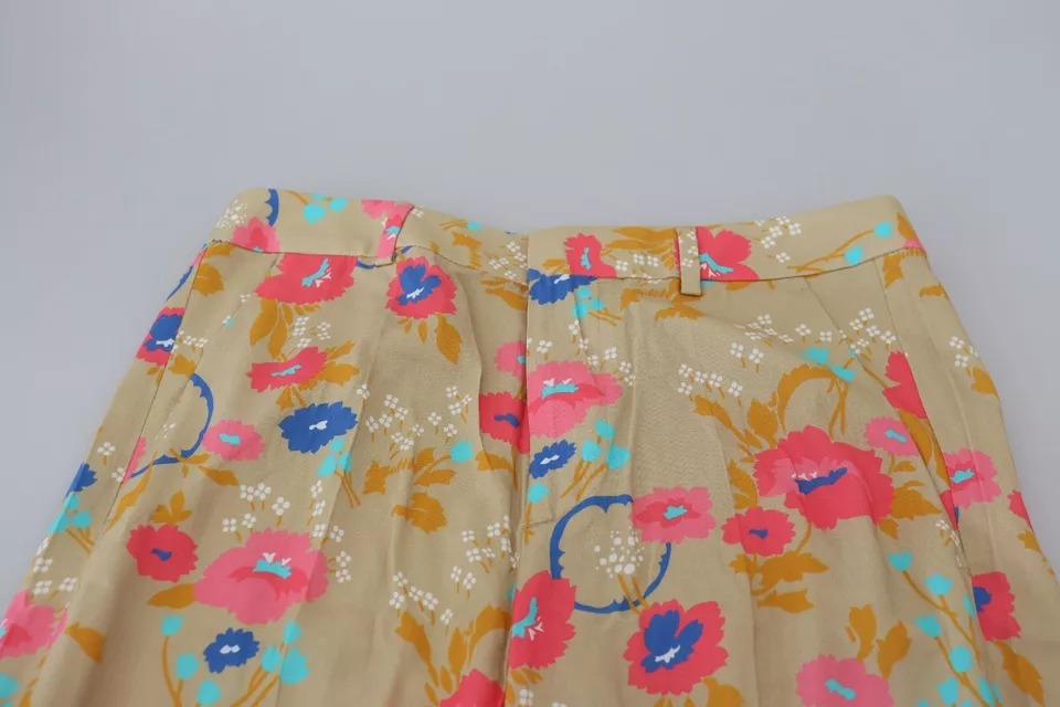 Dsquared2 Beige Floral High Waist Straight Pants