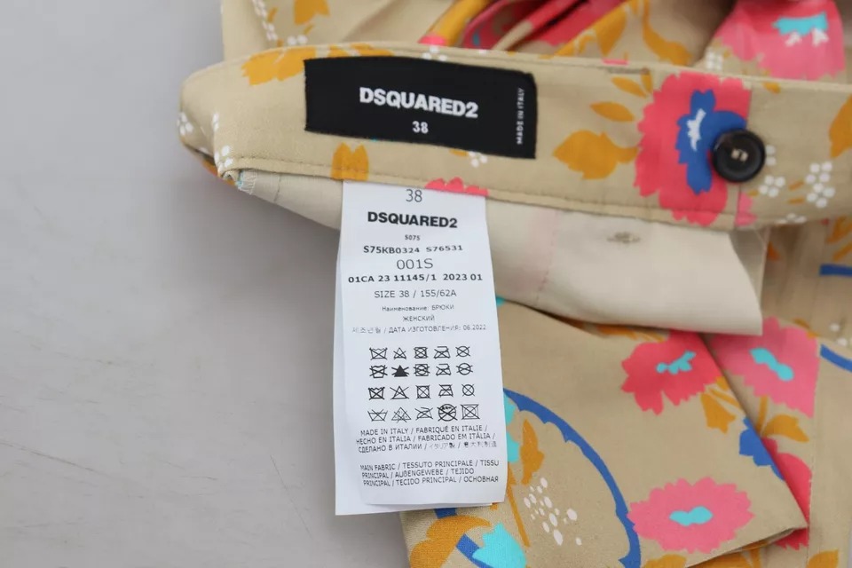 Dsquared2 Beige Floral High Waist Straight Pants