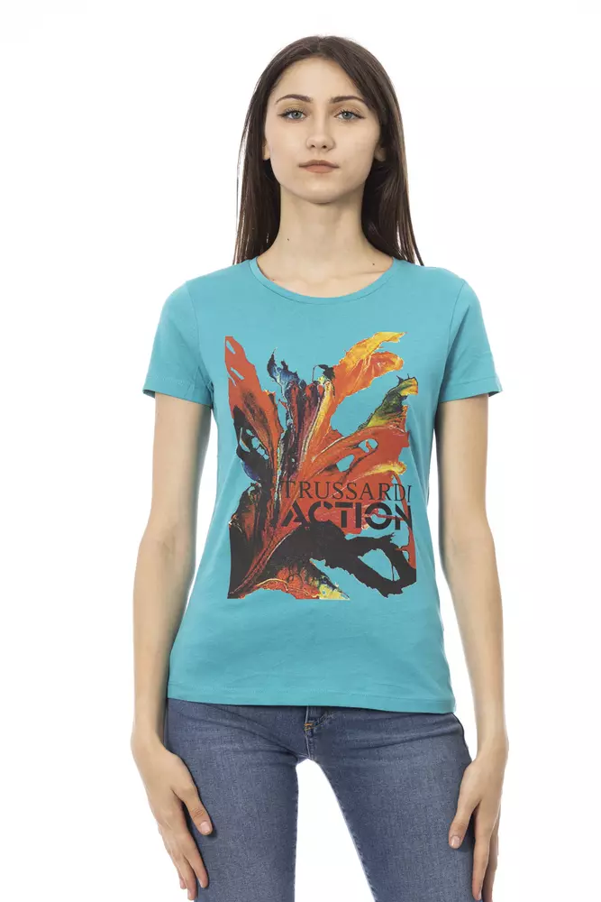 Trussardi Light Blue Cotton Women T-Shirt