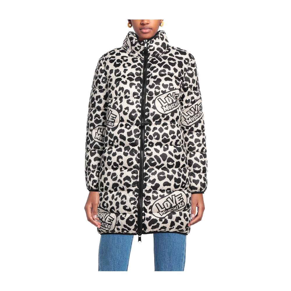 LOVE MOSCHINO Chic Leopard Print Down Jacket