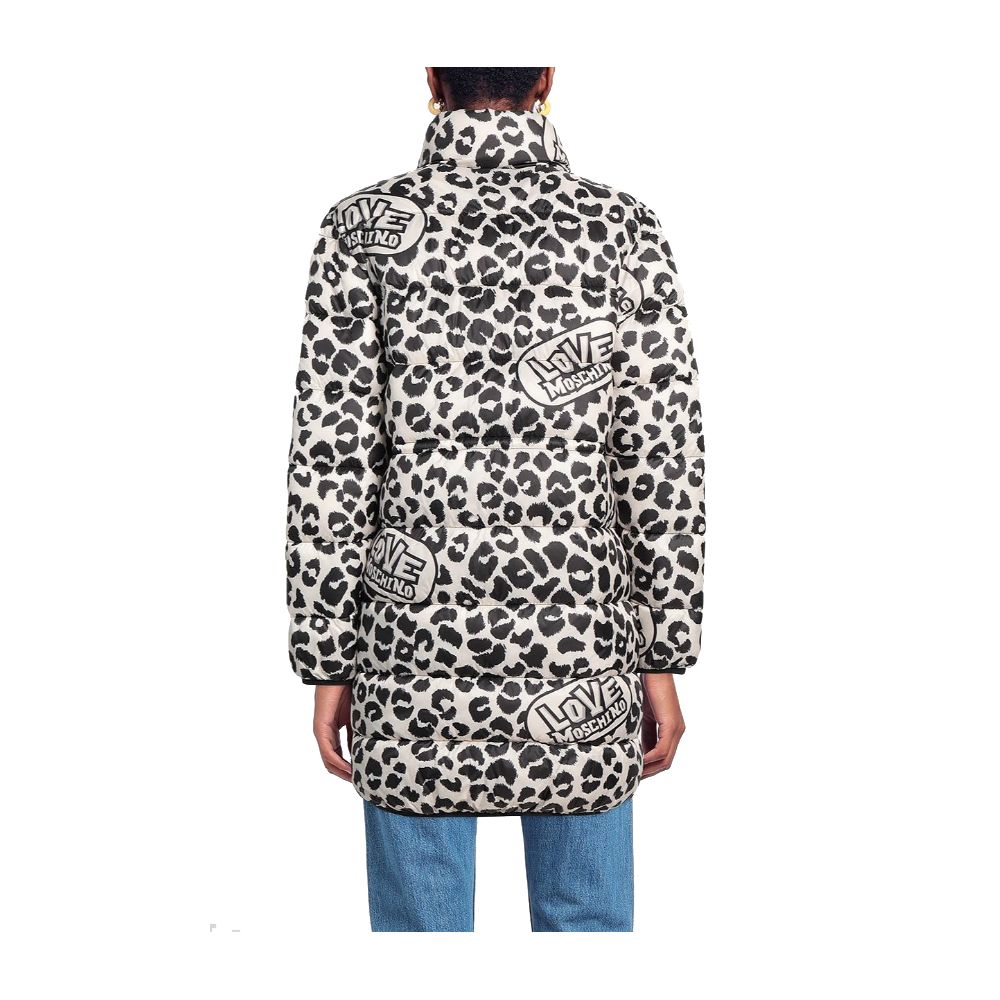 LOVE MOSCHINO Chic Leopard Print Down Jacket