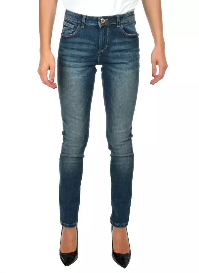 Zee Lane Blue Cotton Women's Skinny Jeans