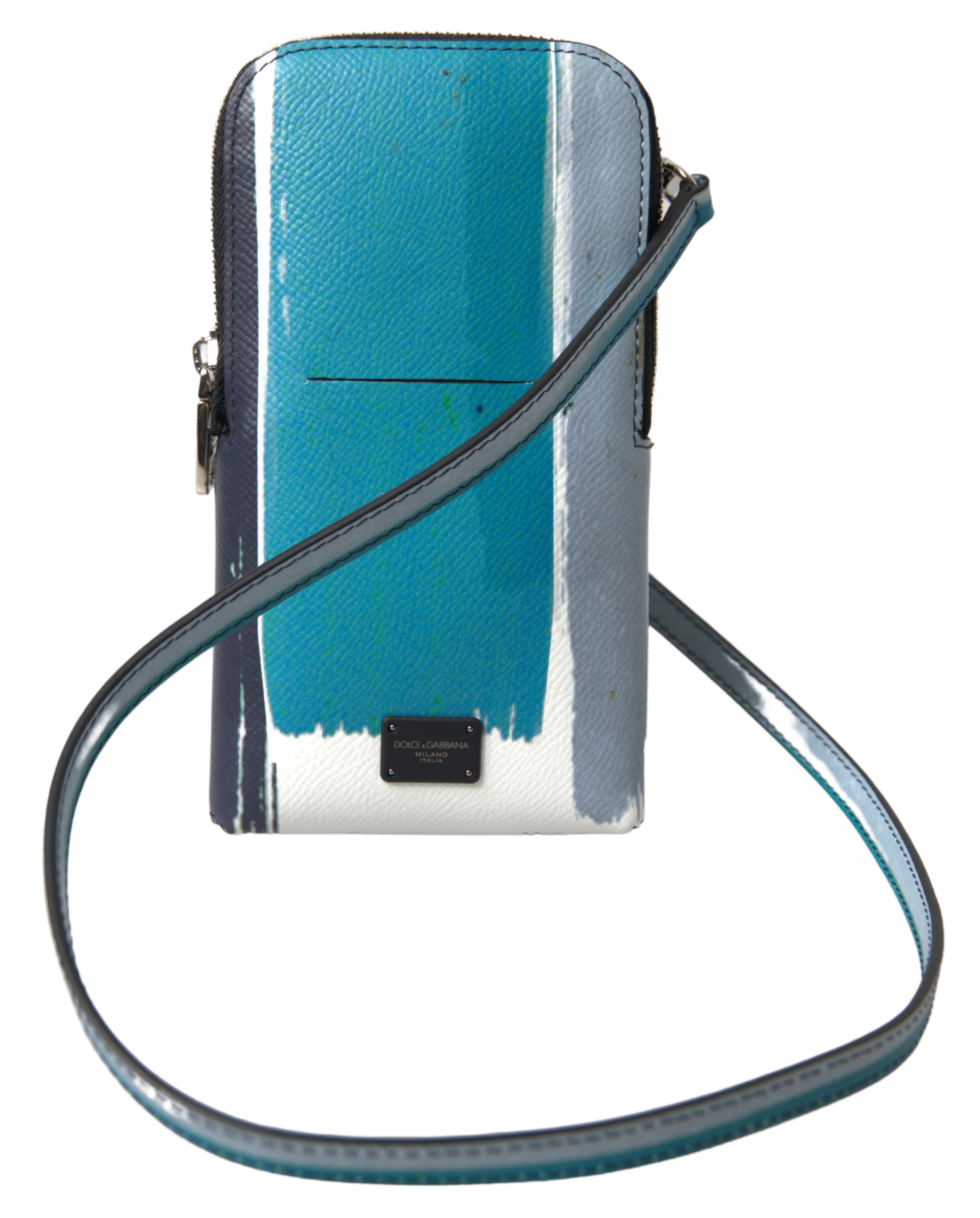 Dolce & Gabbana Blue Leather Purse Crossbody Sling Phone Bag Unisex