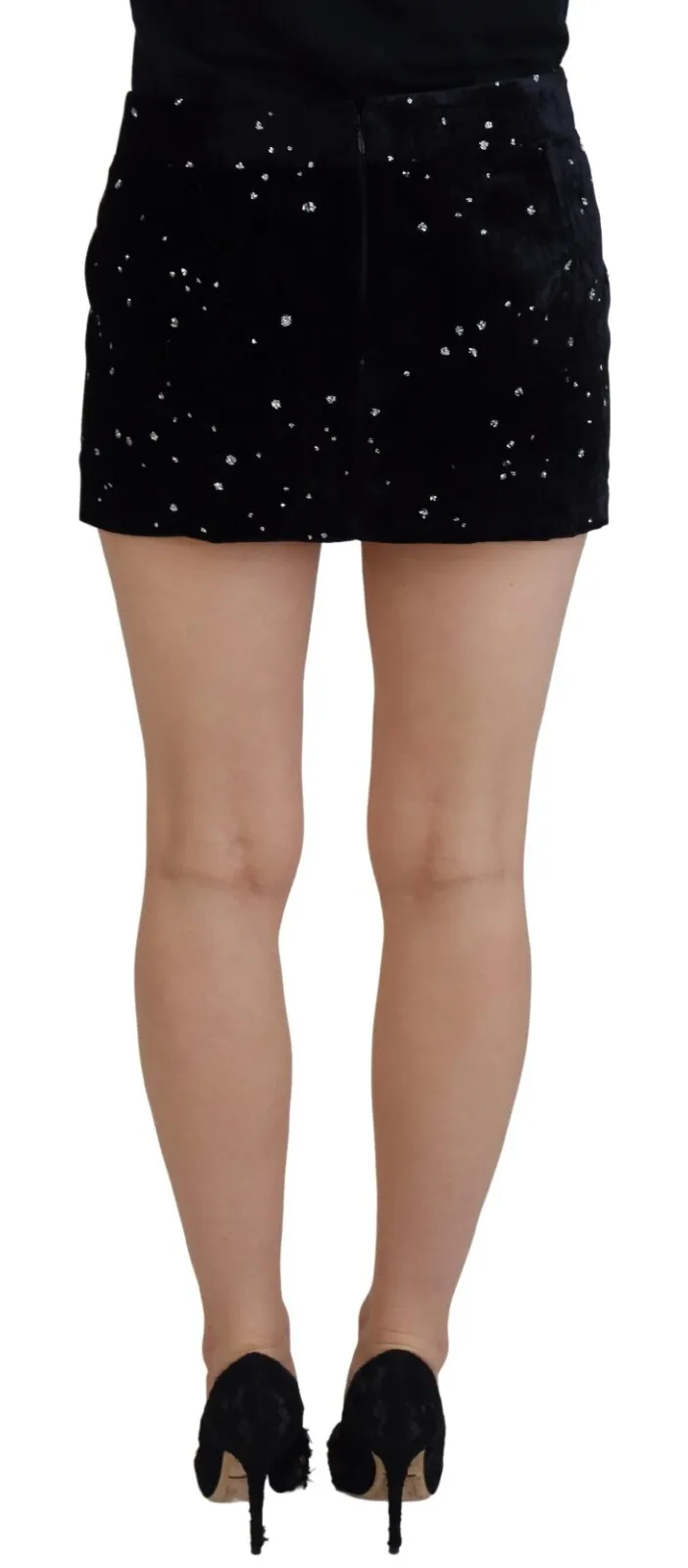 Dsquared2 Black Embellished Mid Waist A-line Mini Skirt