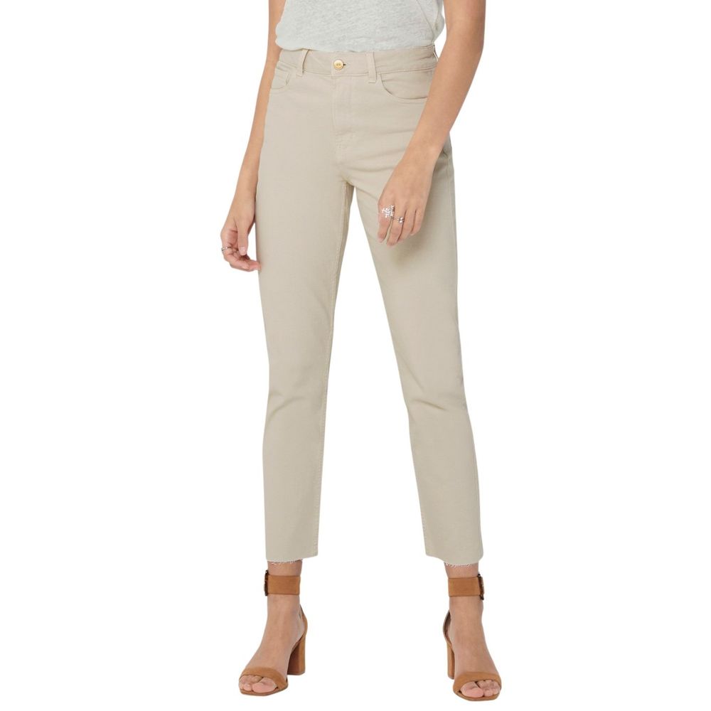 ONLY Beige Cotton Mom Jean