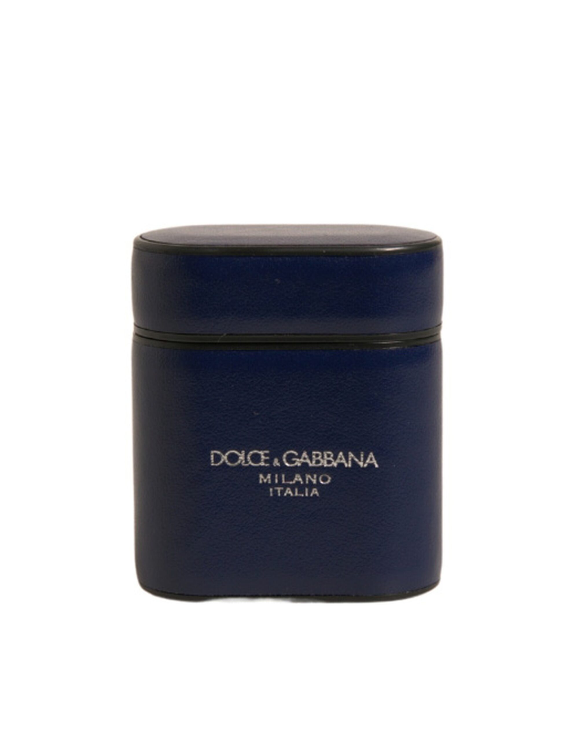 Чехол для Airpods Dolce & Gabbana Синяя Кожа Принт с Логотипом Флип-Держатель