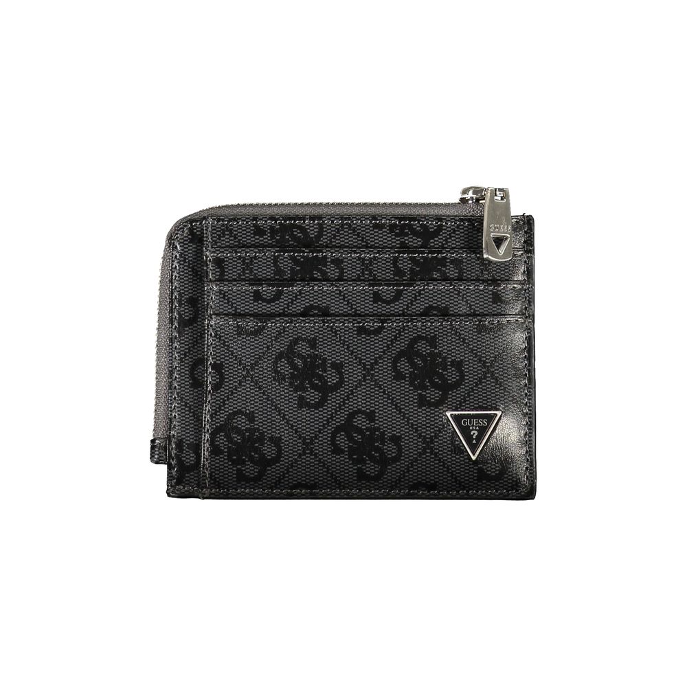 Guess Shoes Sleek Black Leather Wallet with Contrasting Accents