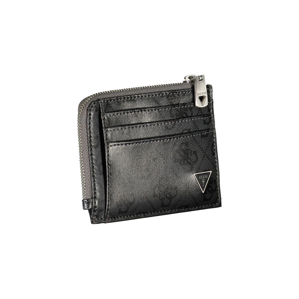Guess Shoes Sleek Black Leather Wallet with Contrasting Accents