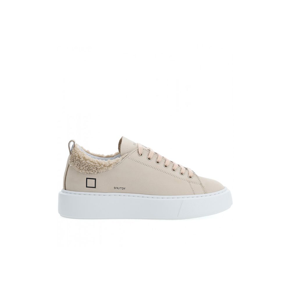 D.A.T.E. Beige Leather Sneaker