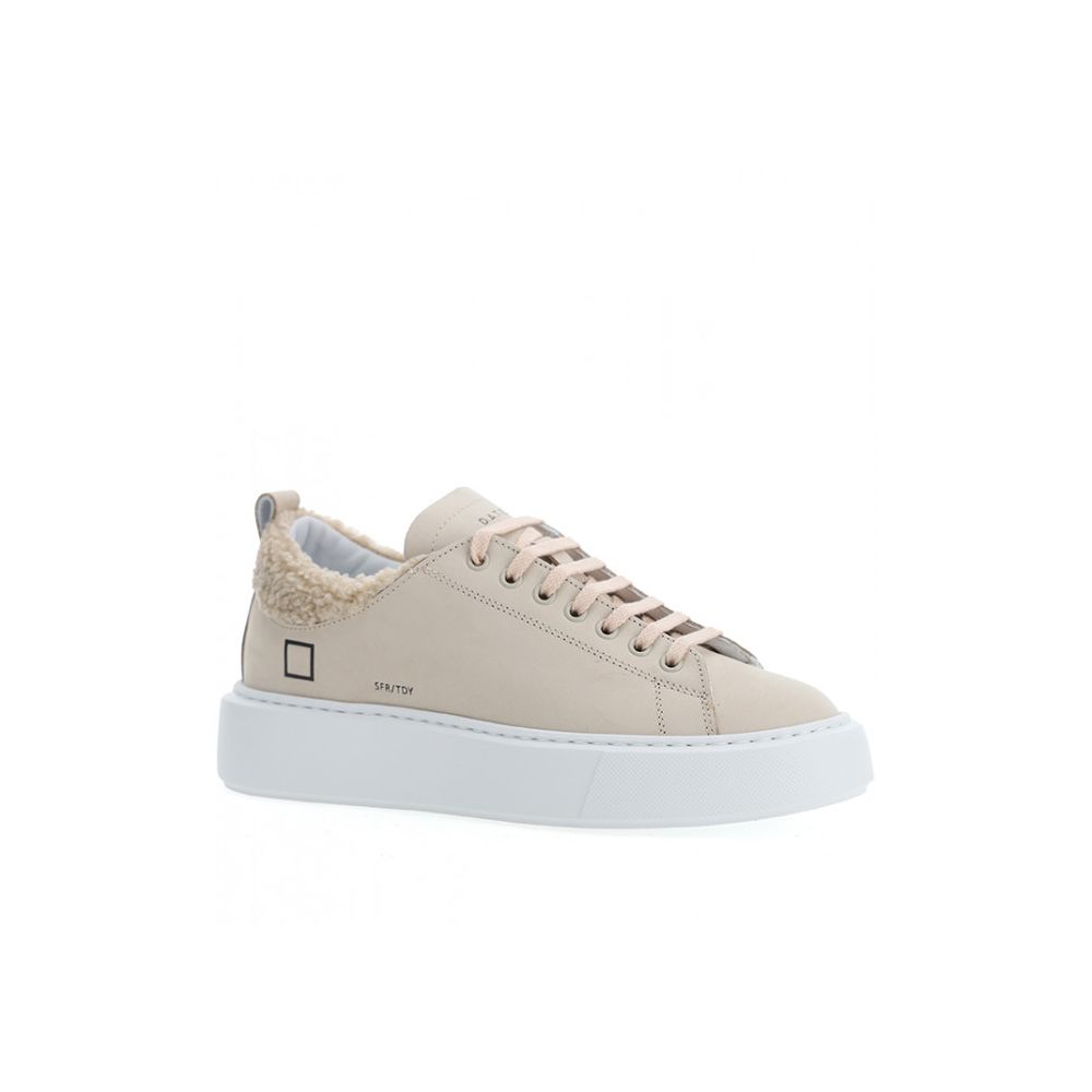 D.A.T.E. Beige Leather Sneaker