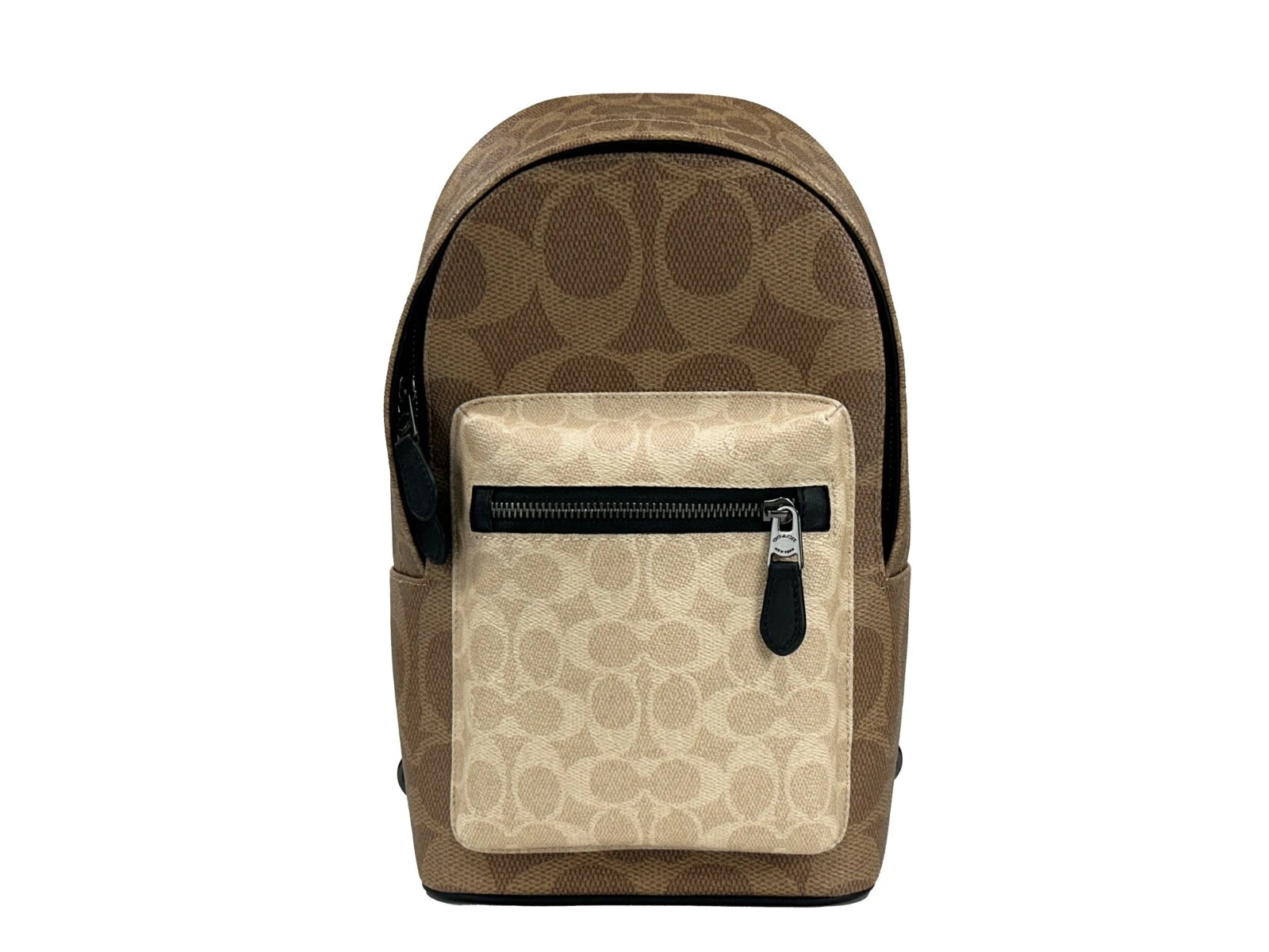 Coach West Color Block Leather Sling Pack Backpack Bag Sand