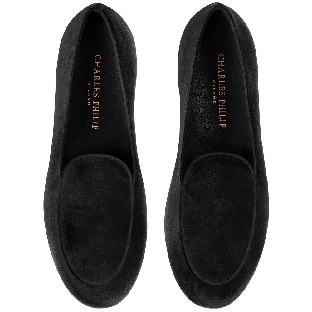 Charles William Black Velvet Unisex Loafer