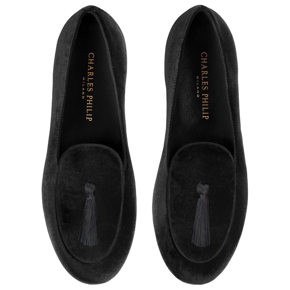 Charles William Black Velvet Loafer