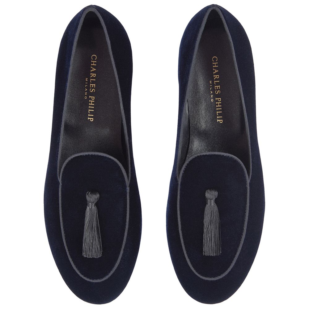 Charles William Blue Velvet Loafer