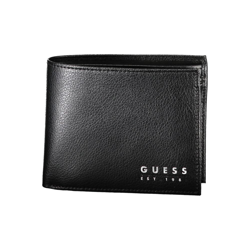 Guess Shoes Chic Black Leather Dual-Compartment Wallet