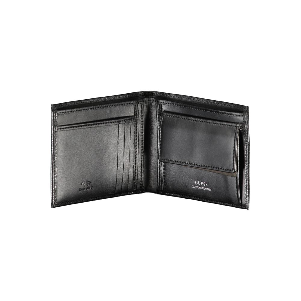 Guess Shoes Chic Black Leather Dual-Compartment Wallet
