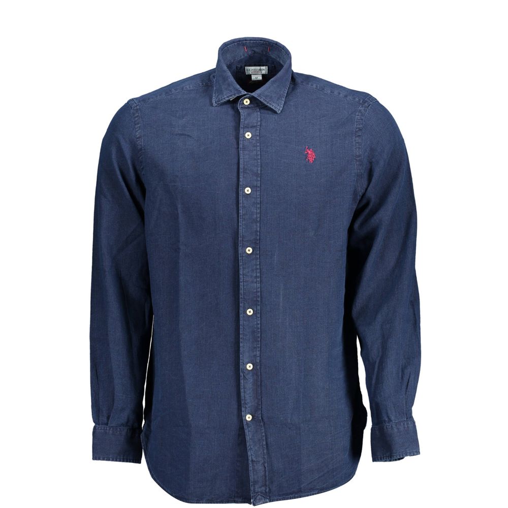 U.S. Polo Assn. Blue Cotton Men Shirt