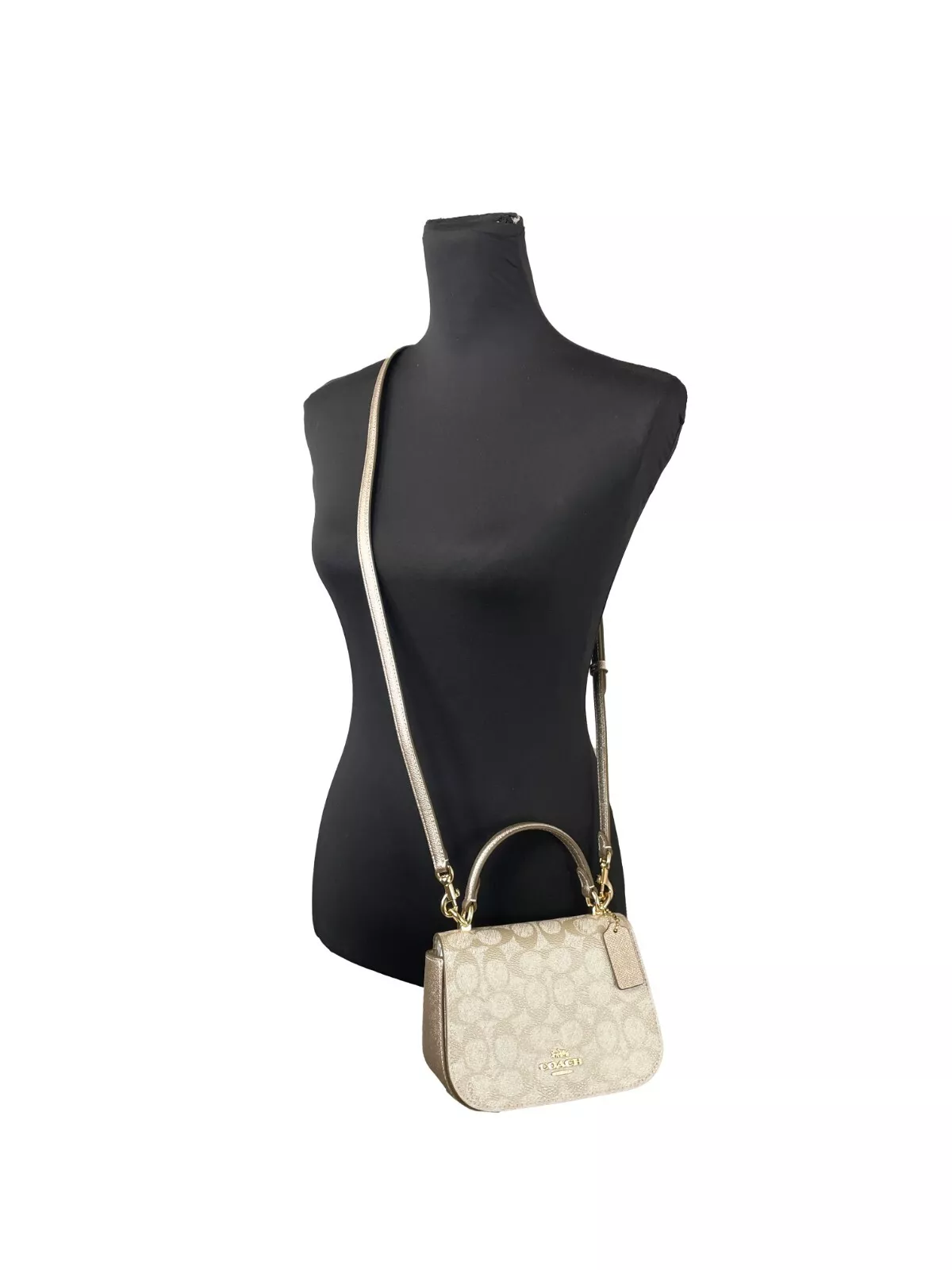 Coach Lysa Top Handle Bag Crossbody Champagne Gold