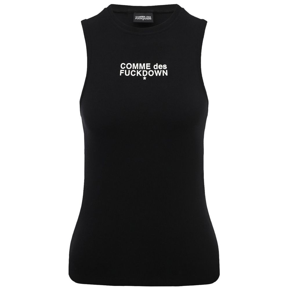 Comme Des Fuckdown Black Cotton Tops & T-Shirt
