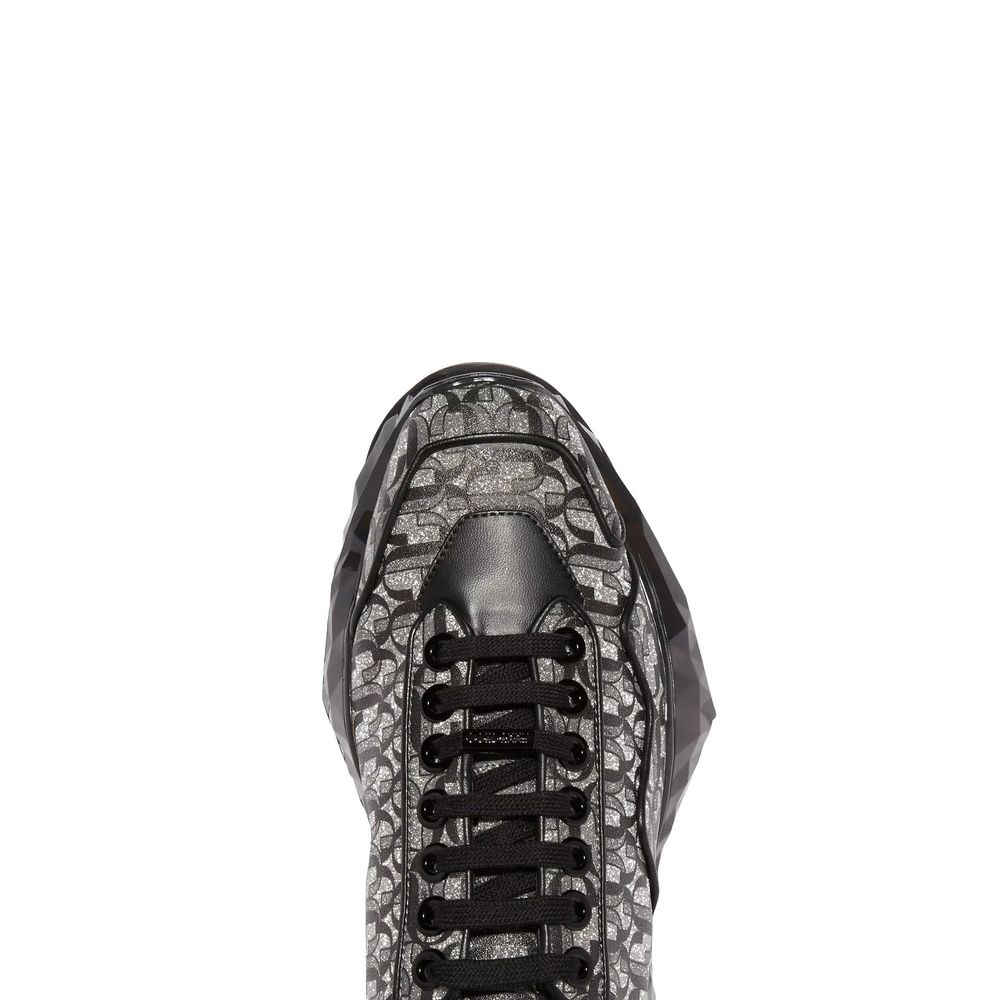 Jimmy Choo Eyewear Diamond JC Monogram Glitter Leather Sneakers
