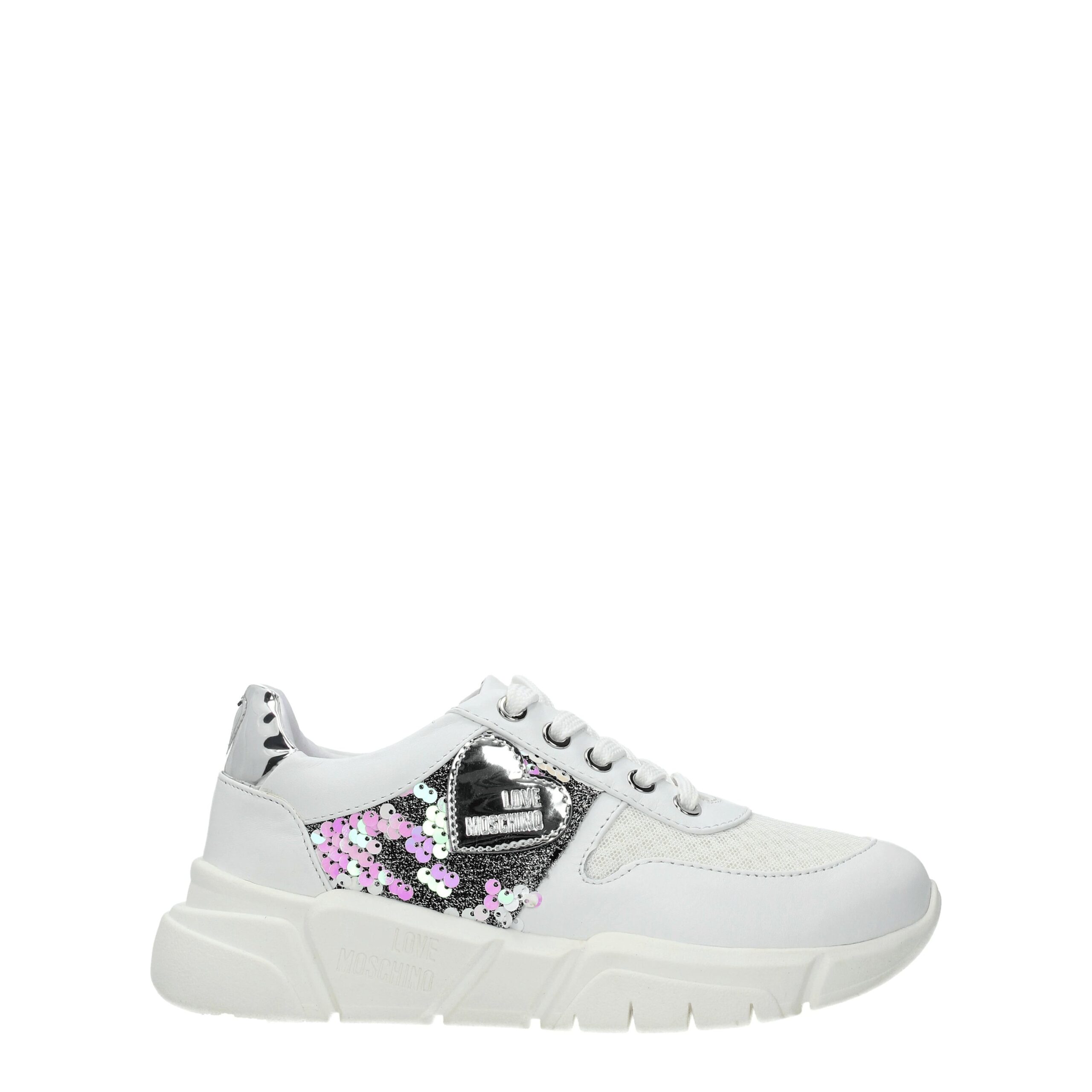 LOVE MOSCHINO White Fabric Chunky Sneakers