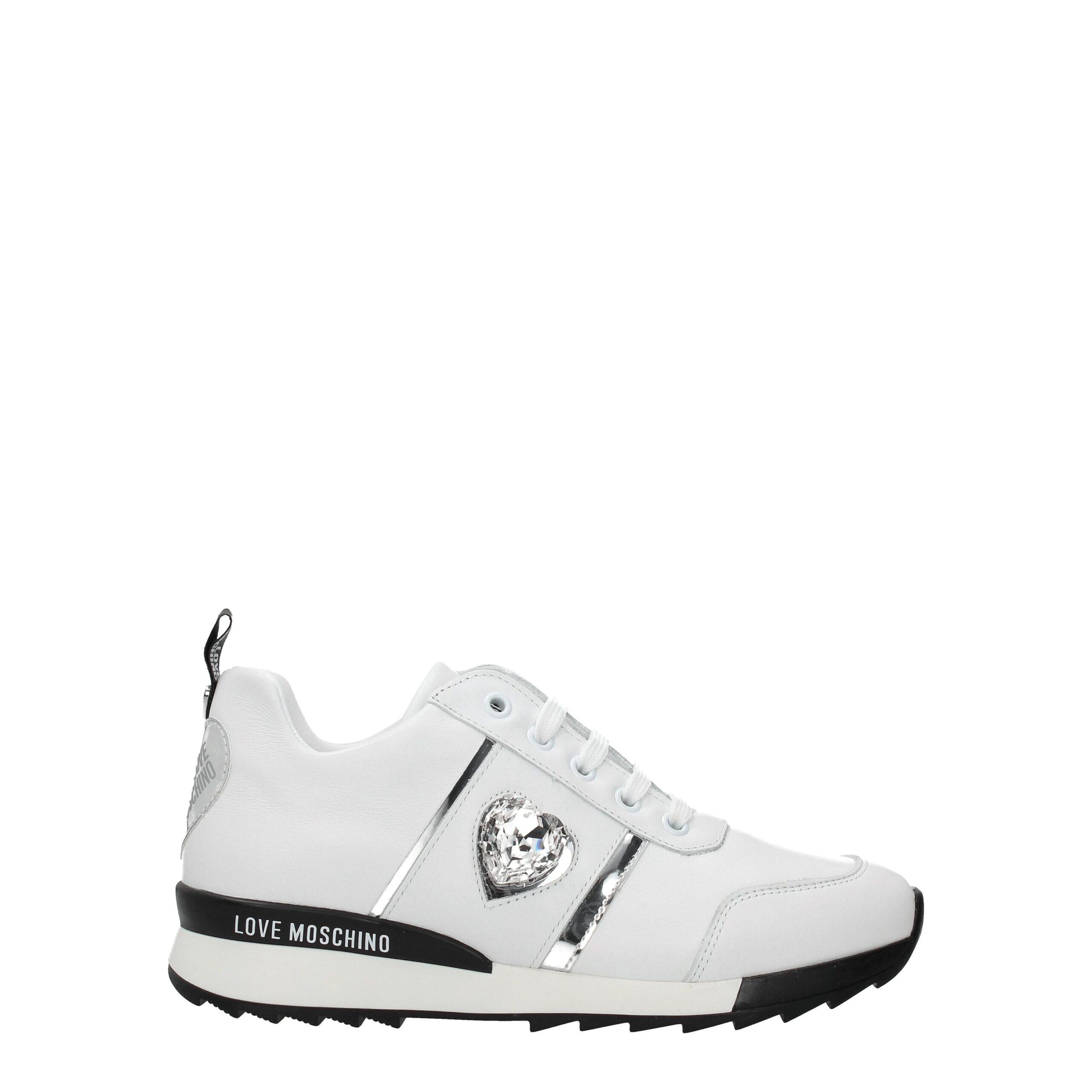 LOVE MOSCHINO White Leather Low Tops