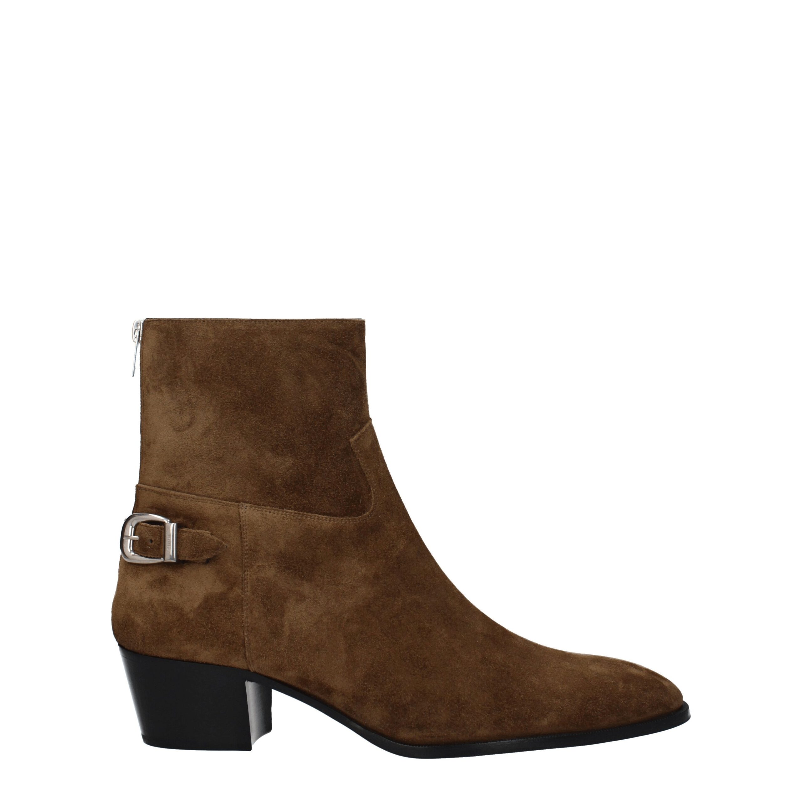 CELINE Brown Leather Ankle Boots