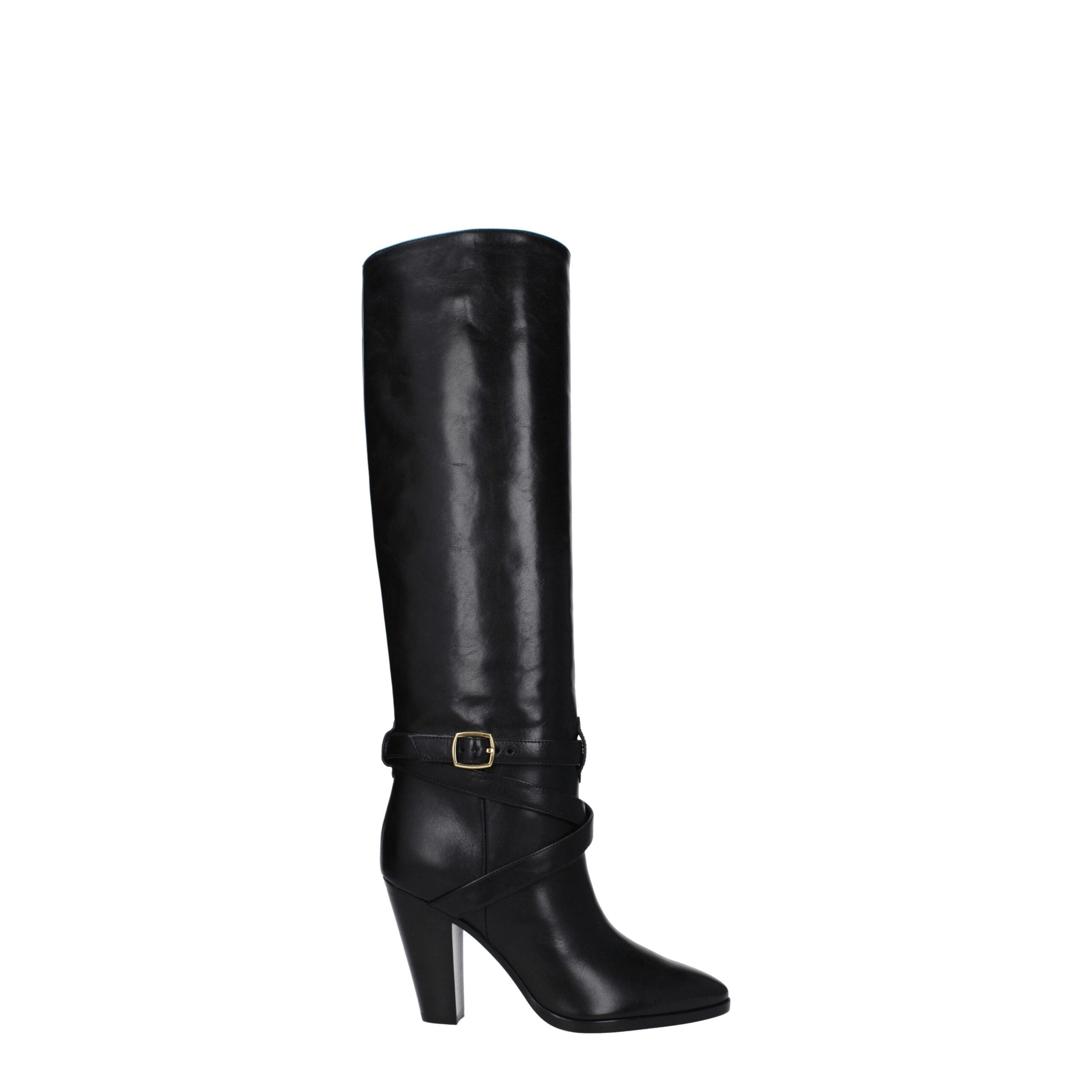 CELINE Black Leather High Heel Boots