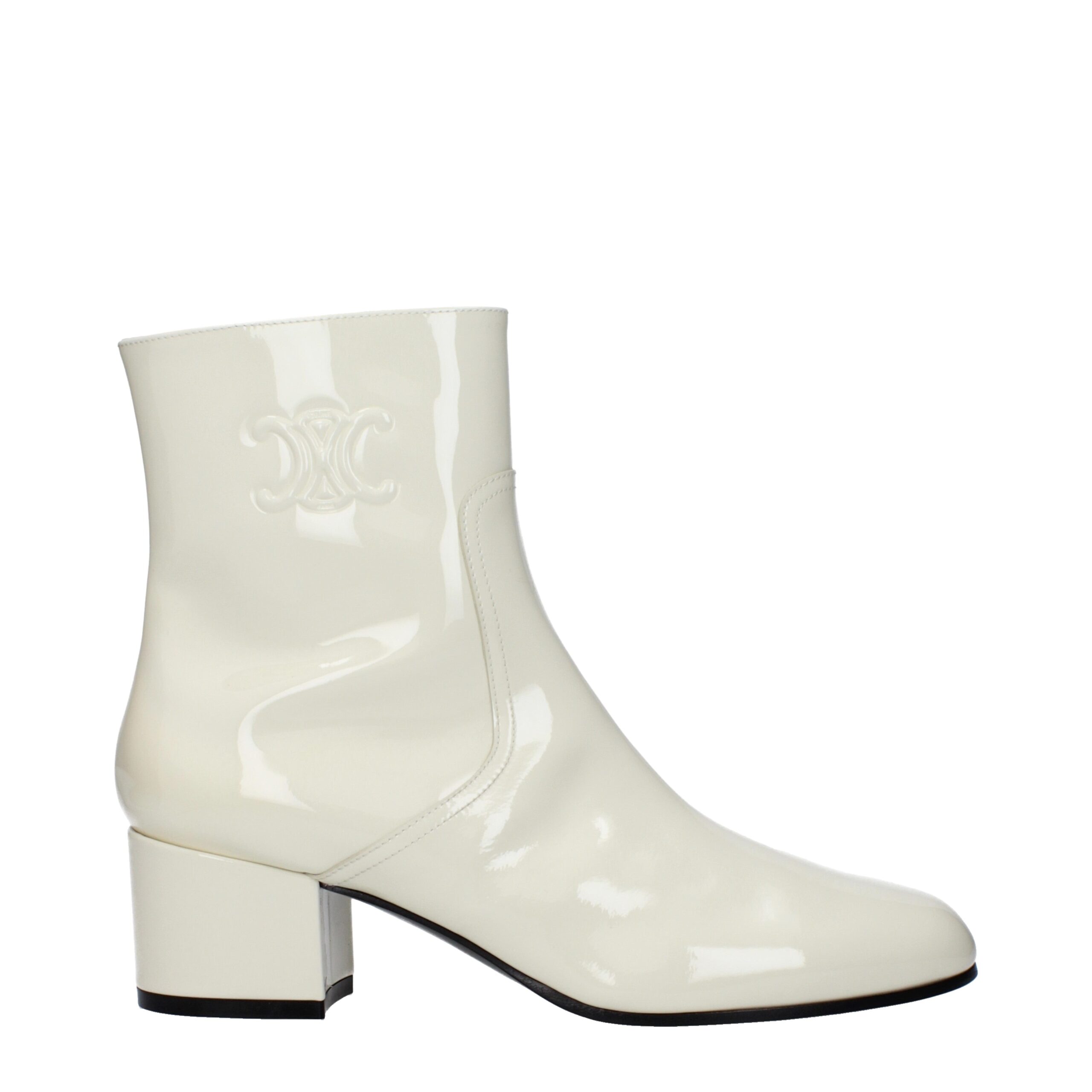 CELINE Beige Leather Ankle Boots