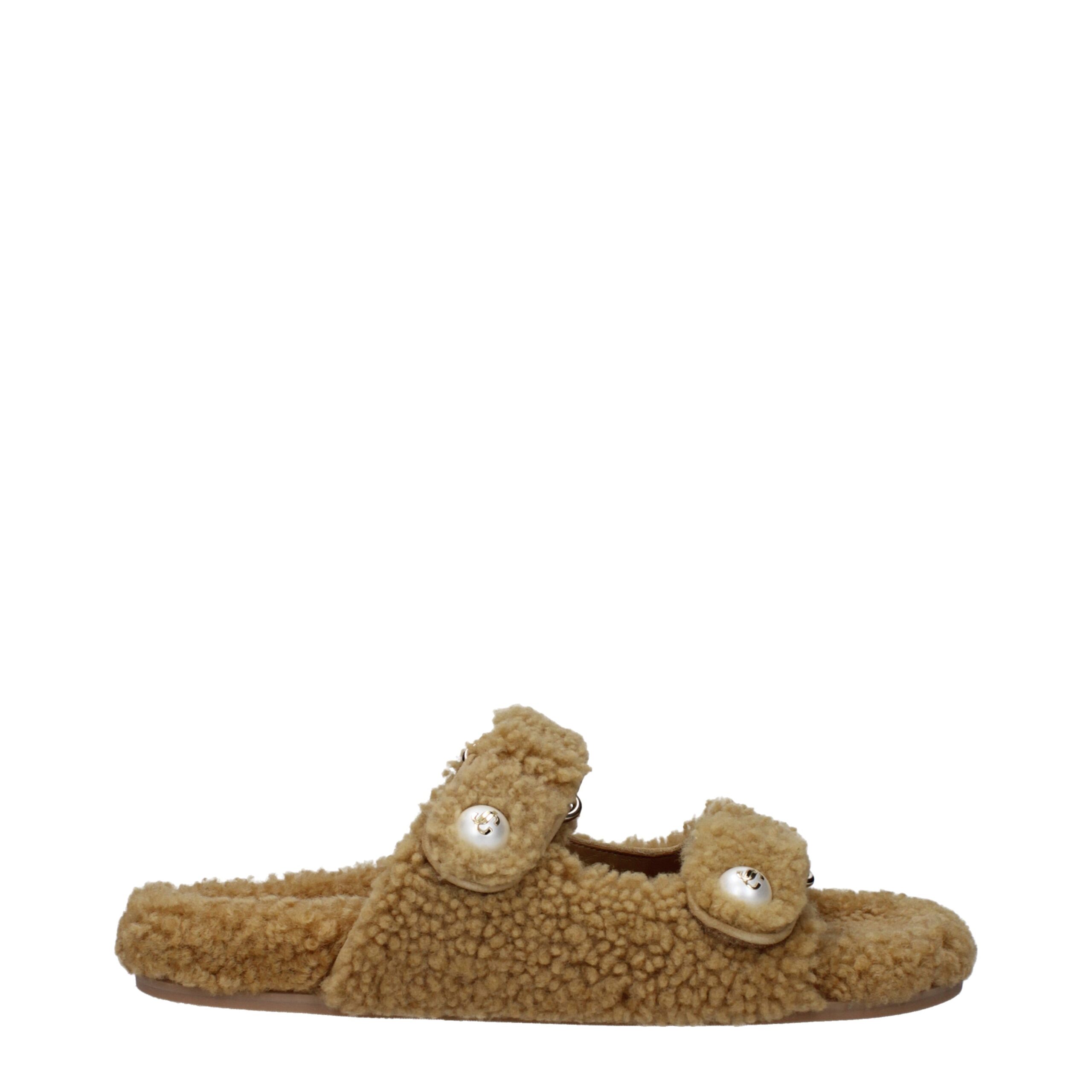 Jimmy Choo Eyewear Brown Fabric Slippers Sandals