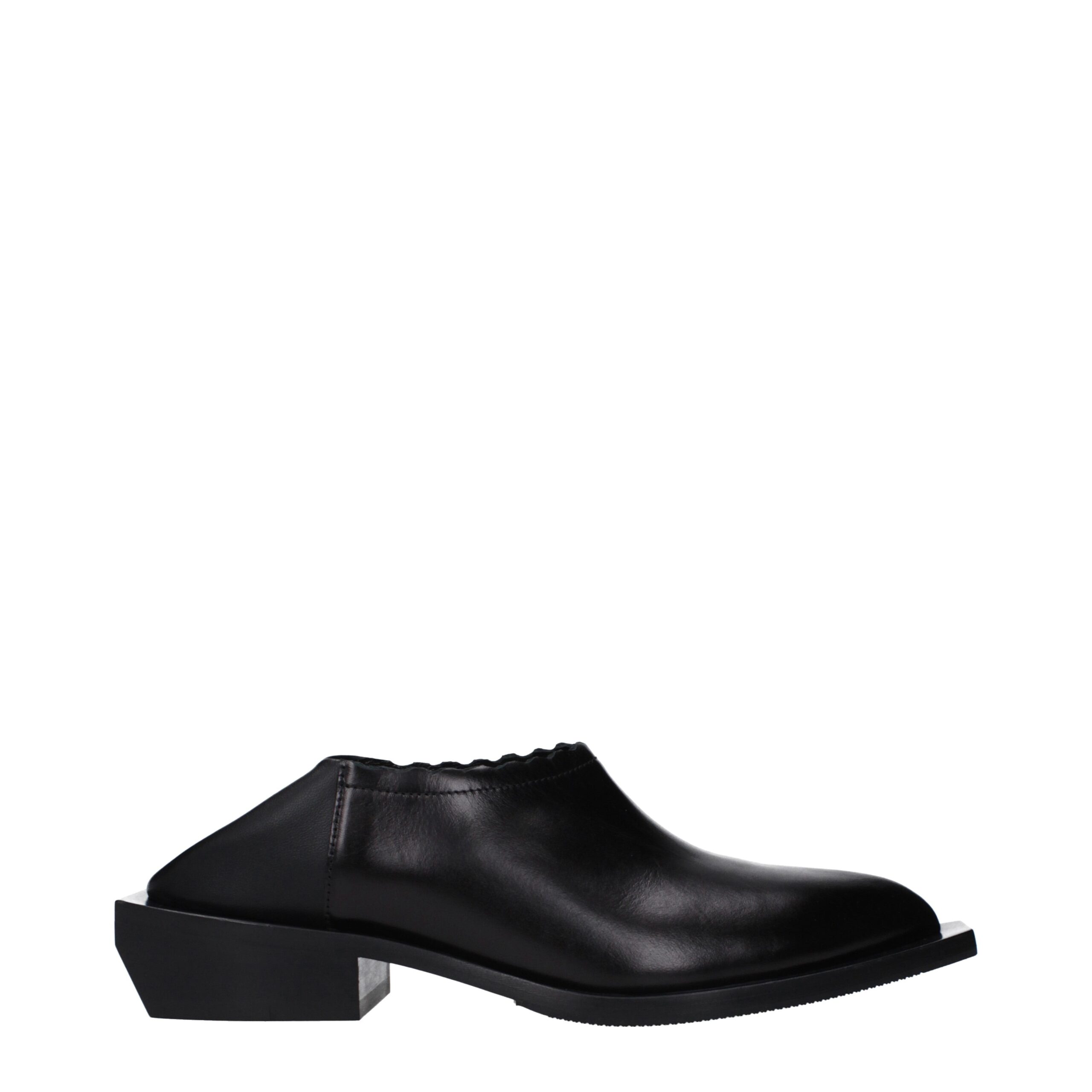 LOVE MOSCHINO Black Leather Clogs