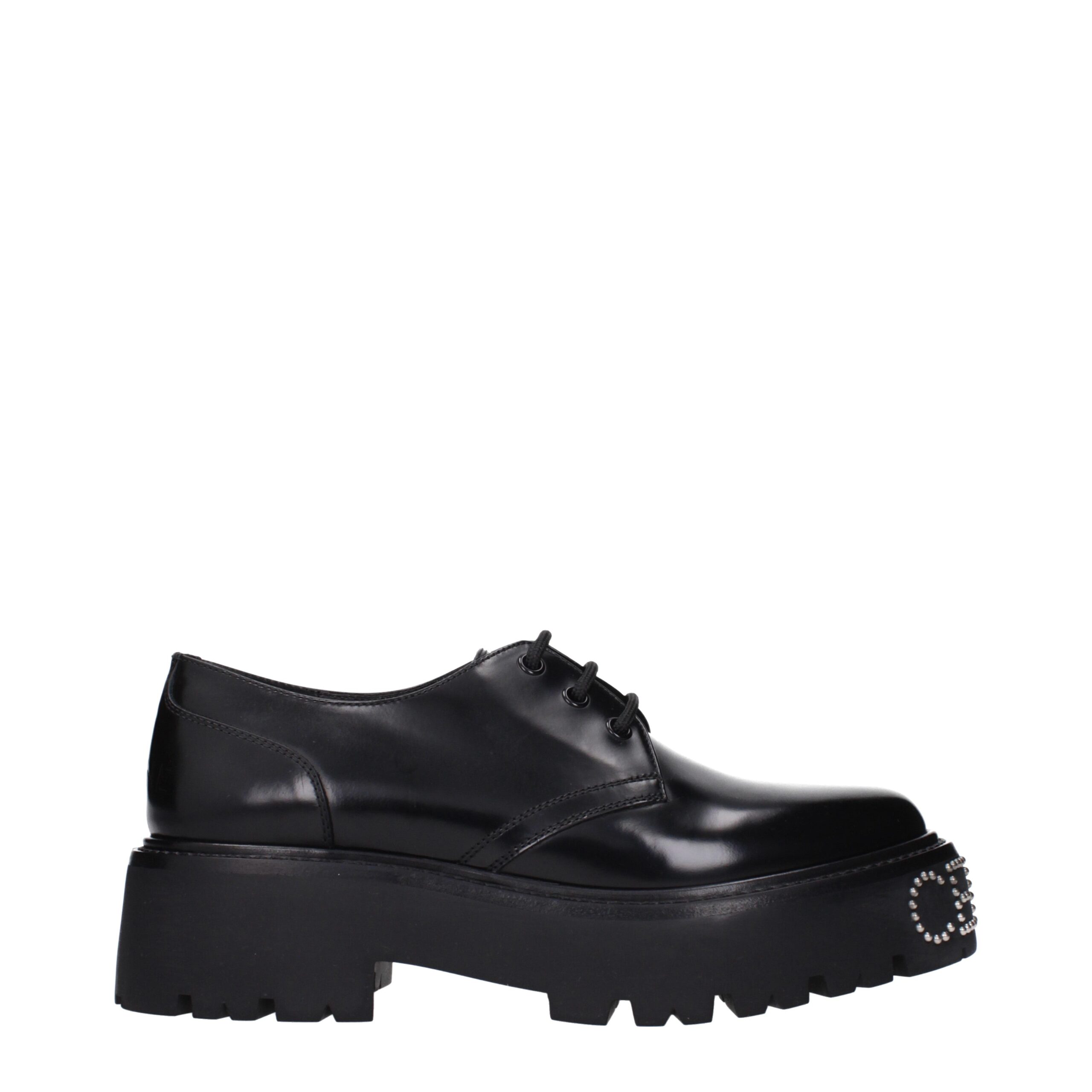 CELINE Black Leather Oxfords And Derbies
