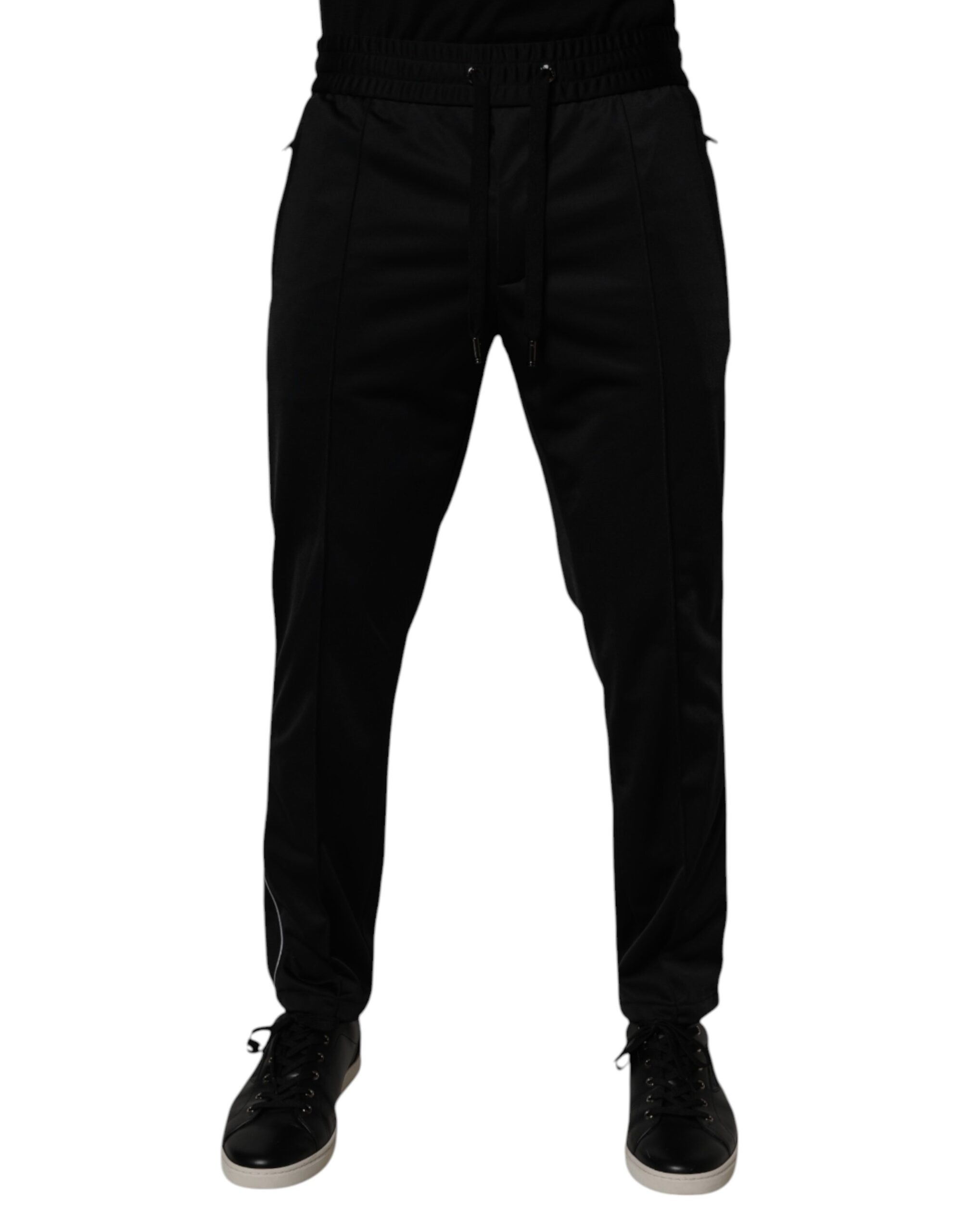 Black Polyester Men Jogger Sweatpants Pants