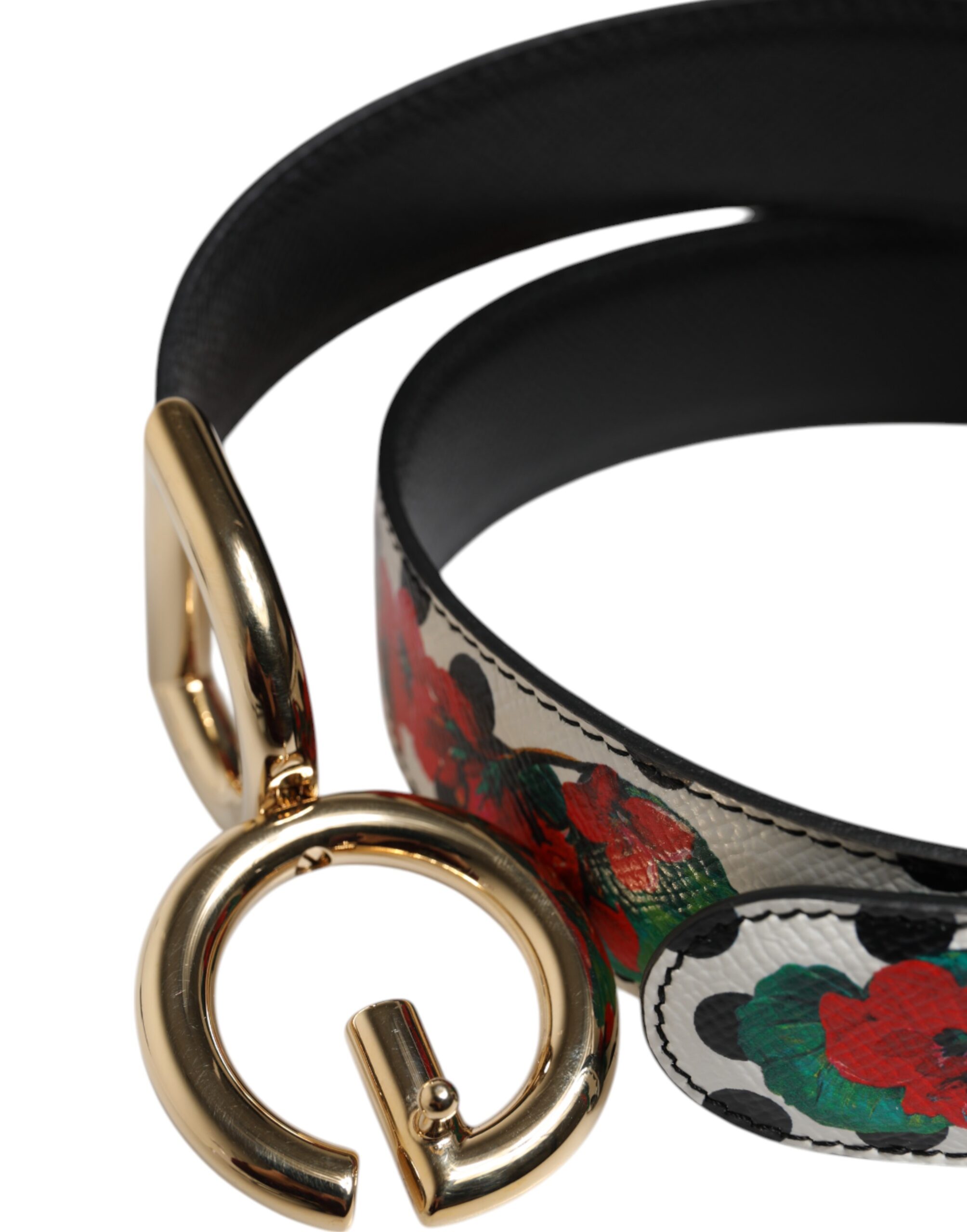 White Floral Reversible DG Logo Buckle Belt