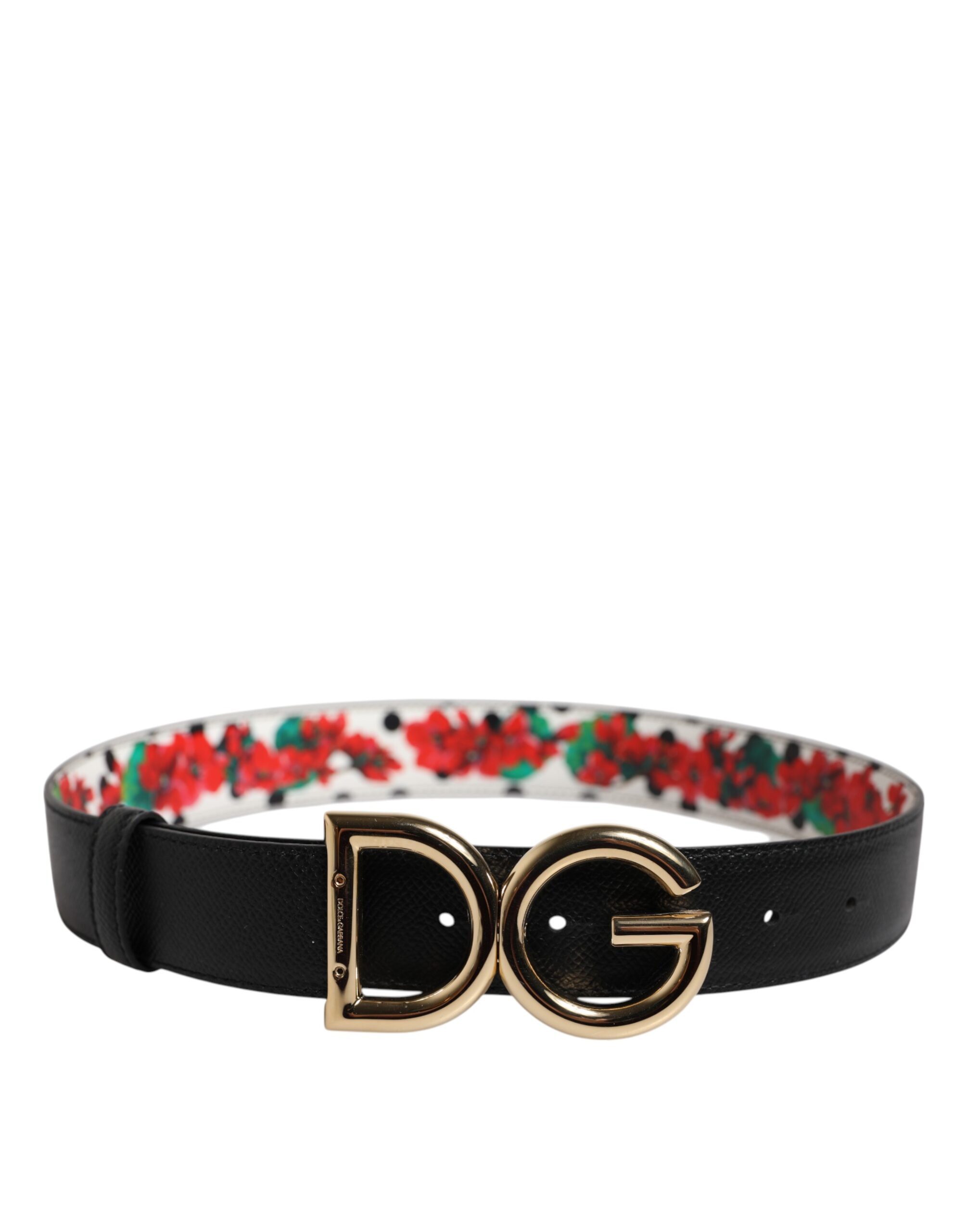 White Floral Reversible DG Logo Buckle Belt