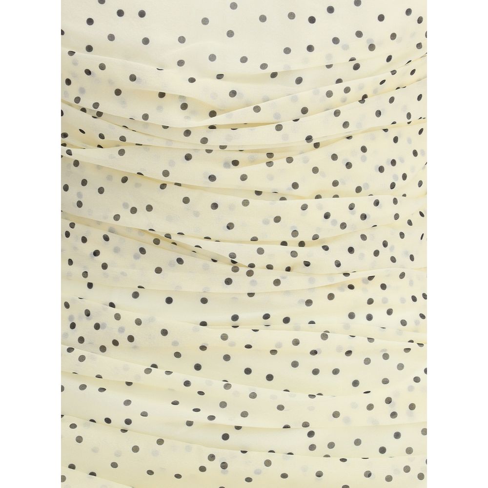 Polka dot mini draped silk Dress