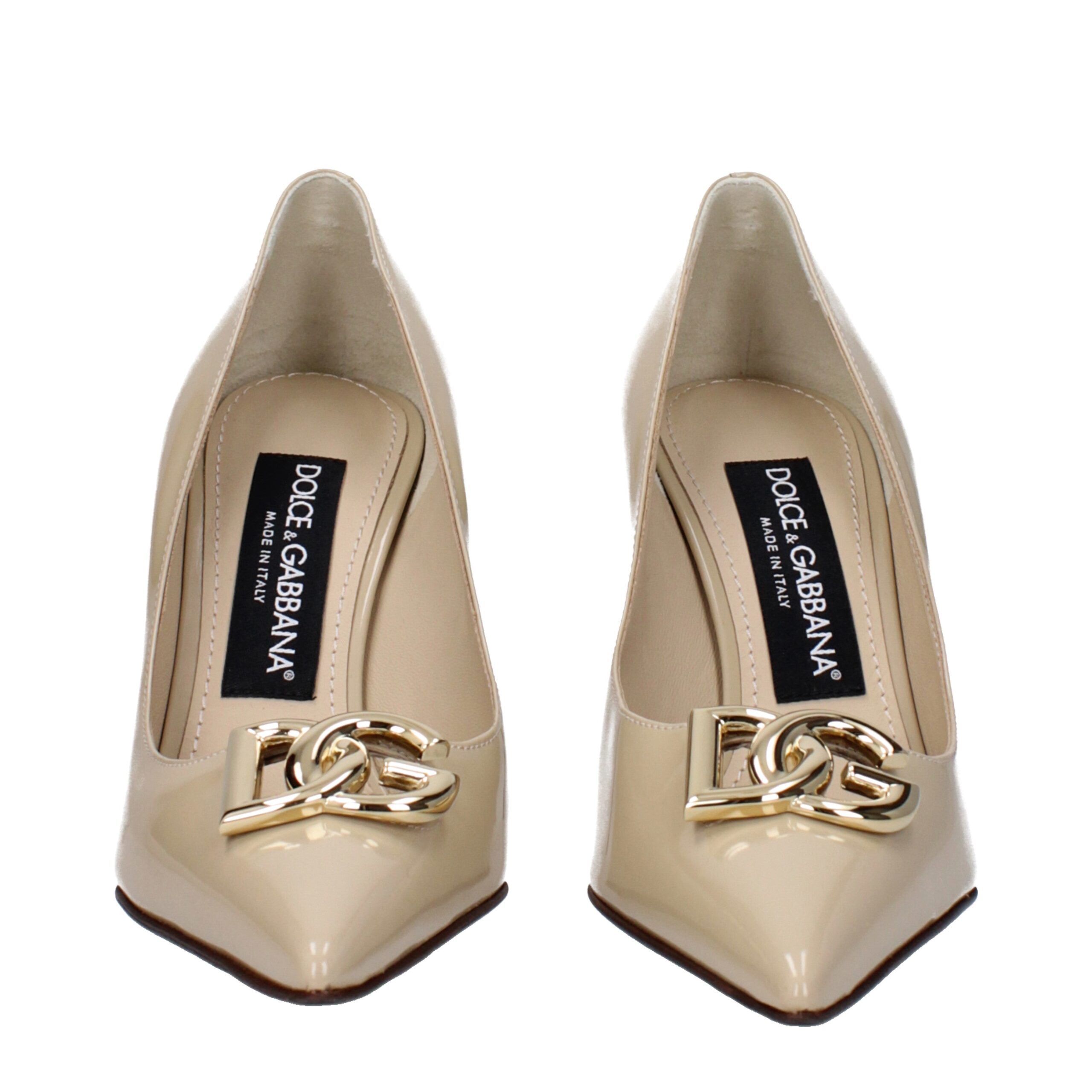 Beige Leather High Heel Pumps