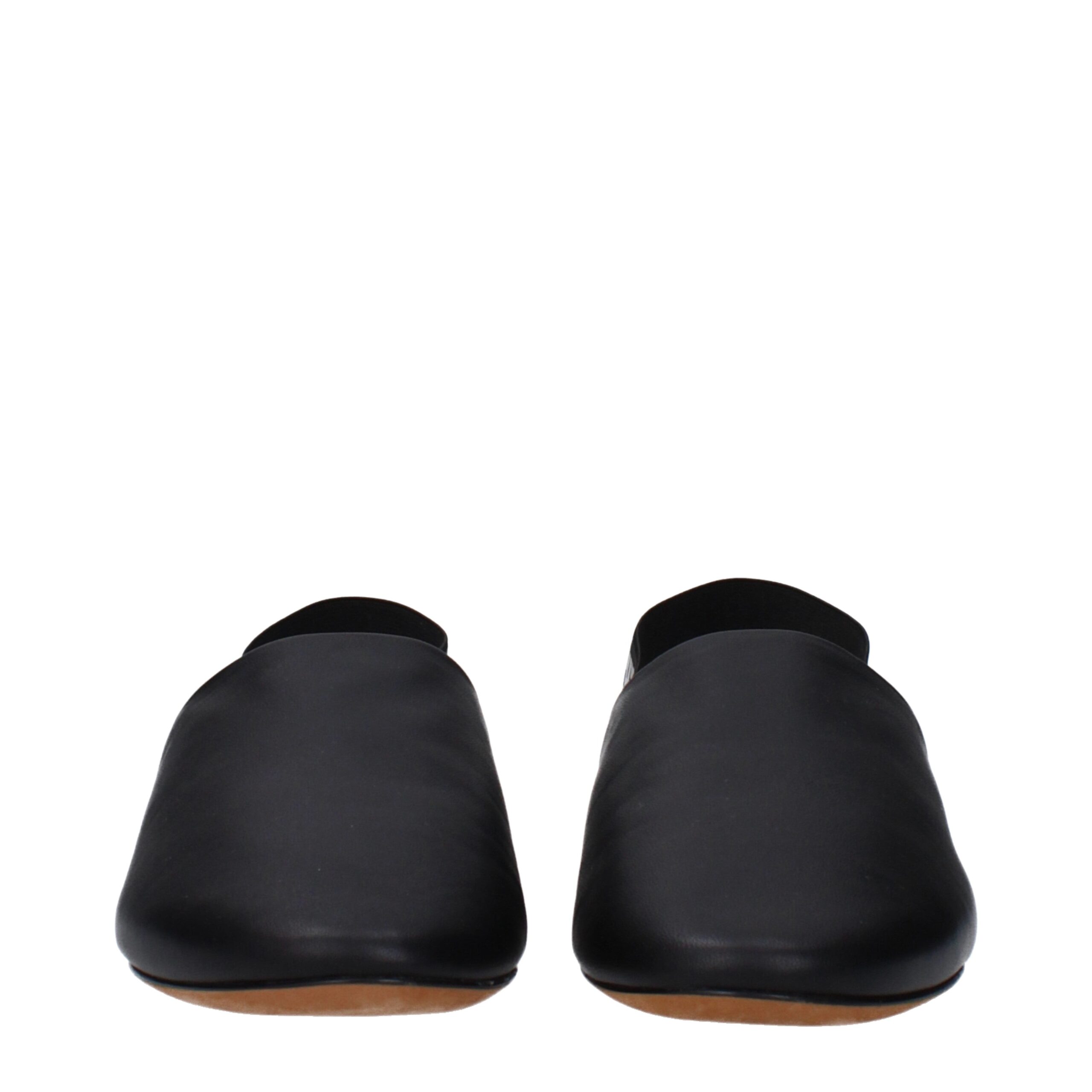 Black Leather Slides
